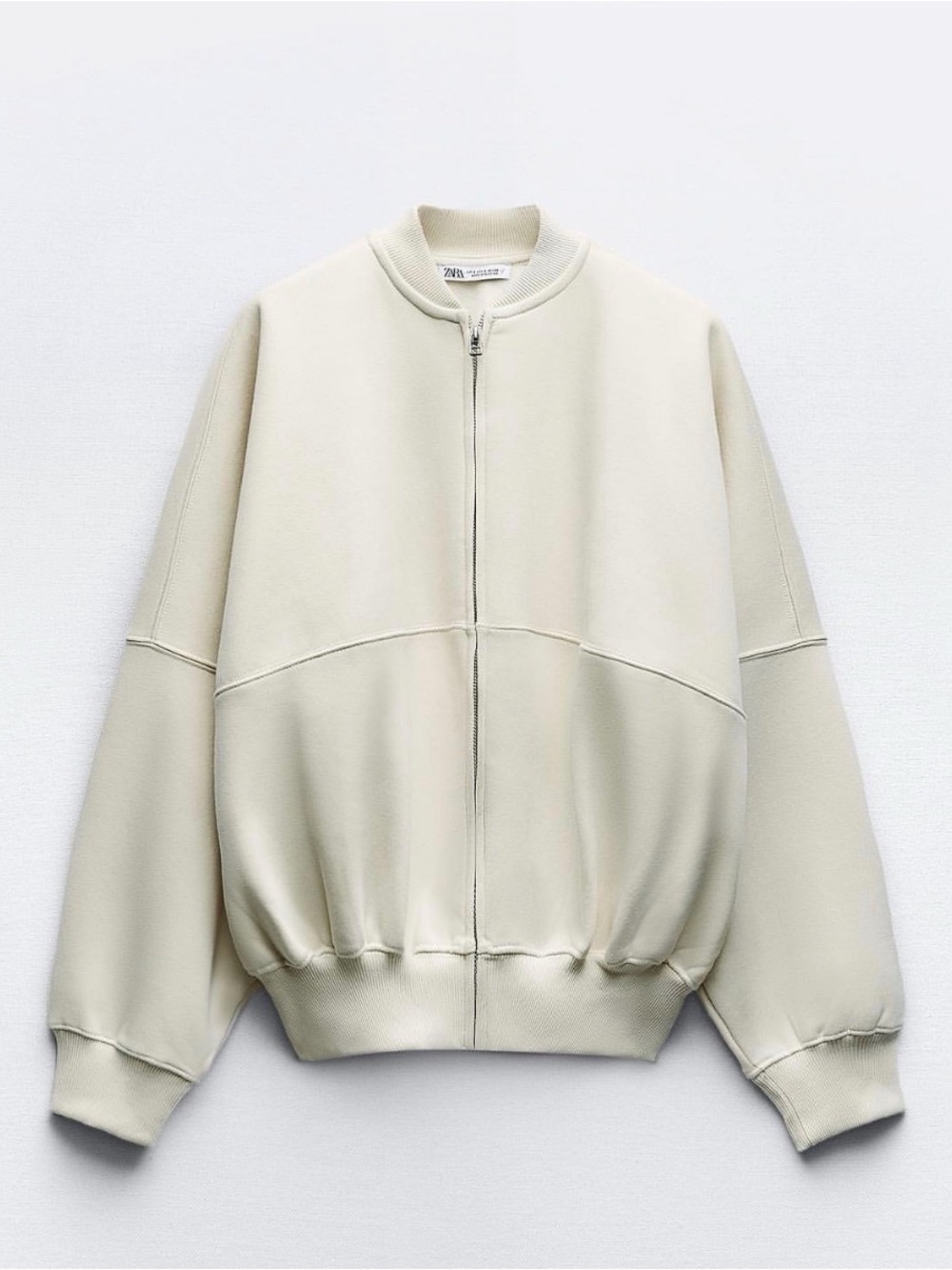Zara Cream Bomber Sweatshirt